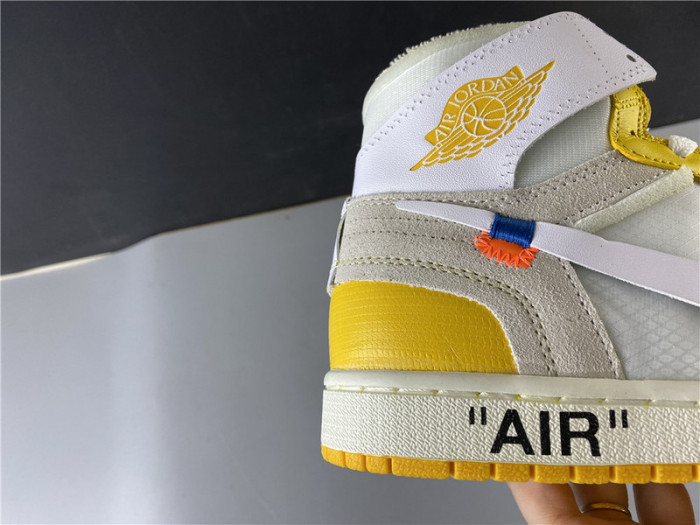 off white x air jordan 1 retro high og "canary yellow" aq0818-149