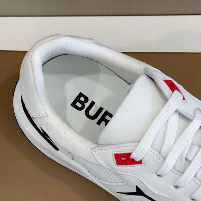 B**rry vintage check, leather and mesh sneakers