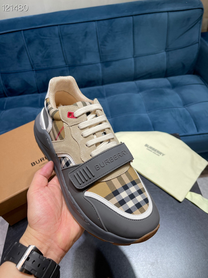 Bur*berry Vintage Check, Leather and Mesh Sneakers