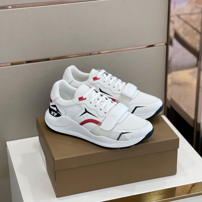 B**rry vintage check, leather and mesh sneakers