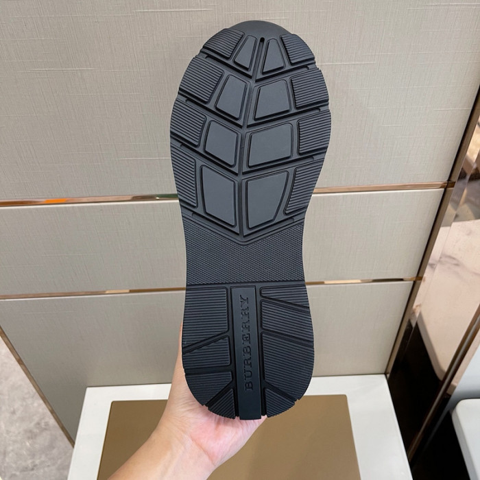 B**rry vintage check, leather and mesh sneakers